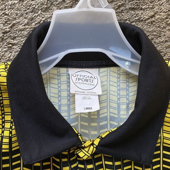 OfficialSports Soccer NISOA Referee Jersey Yellow Black Patterned Long Sleeve LG - Picture 2 of 7